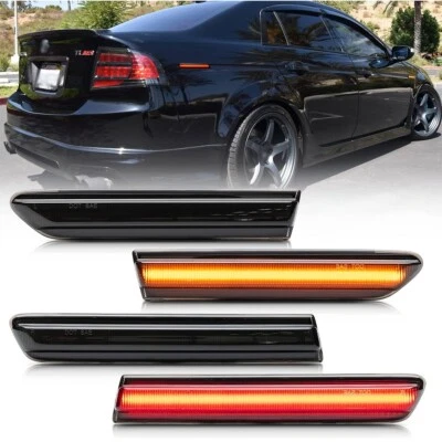 4PCS For 2004-2008 Acura TL Smoked Lens LED Front Rear Fender Side Marker Lights - Image 1 of 4