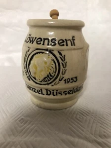 VINTAGE GERMAN MUSTARD JAR W SPOON SMALL CHIP SEE PICS - Picture 1 of 7