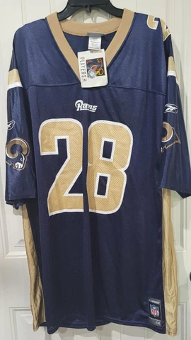 Vintage Reebok St. Louis Rams Marshall Faulk #28 Authentic Replica Jersey 2XL Cover
