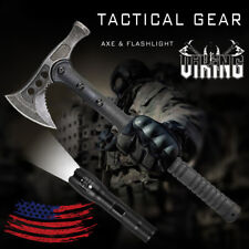 Tactical Hatchet Military Hunting Axe Camping Tomahawk Self Defense W/Flashlight