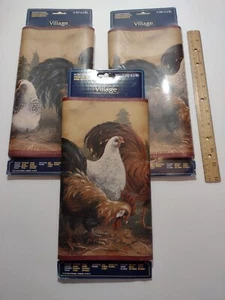 Lot of 3 Village Farm Fresh Rooster Chicken Prepasted Wallpaper Border Rolls - Picture 1 of 8