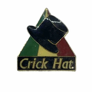 Crick Hat Lapel Hat Jacket Pin Black Top Hat Multi Color Vintage Gold Tone - Imagen 1 de 6