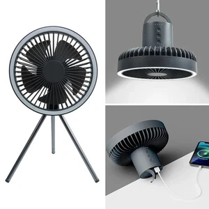 10000mAh Wiederaufladbarer Camping Ventilator LED Laterne Stativ/Hängend USB Powerbank 3Spd - Bild 1 von 10