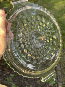 Vtg Jeannette Cube Clear Depression Glass Serving Tray w 2 Handles.8.5” - Picture 1 of 7