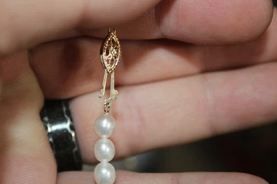 Collar de perlas reales convertible DIL de oro 14K + conjunto de pulsera de 24" de longitud total Foto 1 de 4