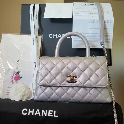 Bolso CHANEL Iridiscente Lila Púrpura Caviar Coco Mango Mini/Pequeño Con Recibo Foto 1 de 4