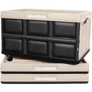 CLEVERMADE COLLAPSIBLE STORAGE BINS - TAN 3 PACK 46L - STACKABLE CONTAINERS - Picture 1 of 5