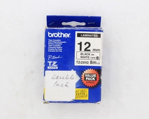 Brother TZ231V2 TZe-231V2 Genuine 12mm Black on White 8 meter Tape ORIGINAL - Picture 1 of 6