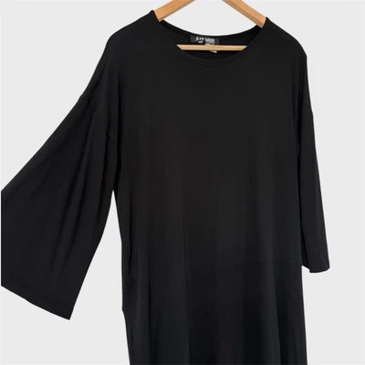 Vintage Jean Muir Black Tunic Dress 14 Made England Wide Sleeve - Image 1 of 4
