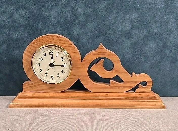 Escritorio de madera hecho a mano estante reloj movimiento de cuarzo sin probar  Foto 1 de 4