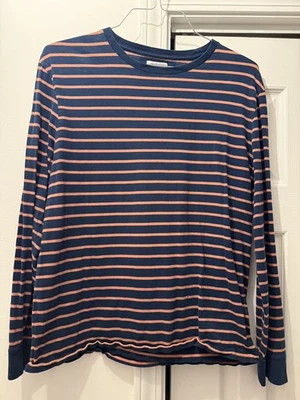 Camiseta a rayas de manga larga Jcrew para hombre mediana - azul marino/naranja Foto 1 de 4