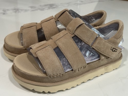 SANDALI CON PLATEAU UGG GOLDENS STRAP DRIFTWOOD SCAMOSCIATI US 9 5 EUR 40 5 ~NUOVI