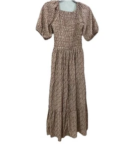 Bohme Asha Floral puff Sleeve Boho cottage core Midi Dress Womens Size S Peasant - Picture 1 of 10
