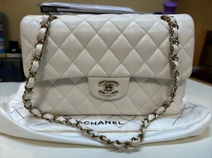 Chanel Quilted Double Flap Small White Caviar Shoulder Handbag GHW - Picture 1 of 14