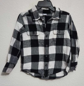 Old Navy Toddler Boys Size 3T Black And White Plaid Button-Up Shirt - Picture 1 of 3
