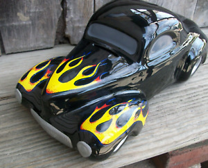 NHRA Drag Racing Don the SNAKE Prudhomme 1941 Willys Hot Rod Ceramic Bank Flames