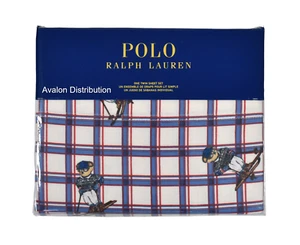 Polo Ralph Lauren Algodón Franela Invierno Oso de Esquí 3 PIEZAS Conjunto de Sábanas Doble Nuevo - Imagen 1 de 3