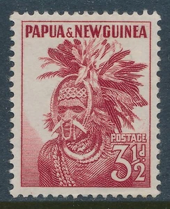 1952 PAPUA NEW GUINEA 3½d CARMINE RED MINT HINGED MH SG6 - Picture 1 of 2