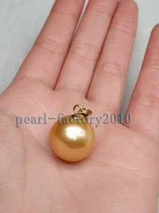 Colgante barroco AAA++ 15-14 mm Natural Mar del Sur Perla Dorada 14K ORO - Imagen 1 de 7