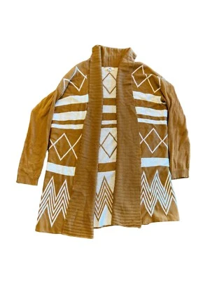 Suéter Cárdigan Cortina Abierta Estampado Geométrico Azteca YA Los Angeles Talla Pequeña Foto 1 de 3