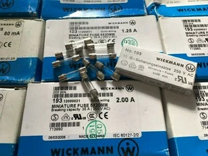 WICKMANN  Glass Fuses  5 x 20mm  250V   VARIOUS AMPS and SPEED  10 PIECES  Z2350 - Picture 1 of 4