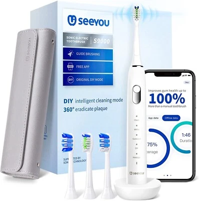 Seeyou Electric Toothbrush Adults Rechargeable Sonic Toothbrush with 5 Mode App - Bild 1 von 4