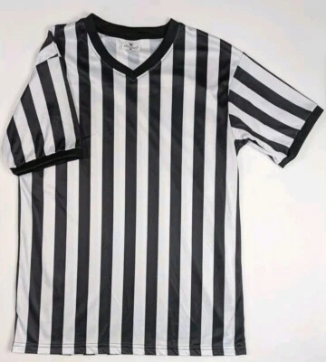 Camisa árbitro. Rayas verticales Allentian, medianas, blancas y negras  Foto 1 de 4