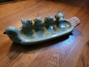 Bandeja de pájaros figurativa de cerámica esmaltada decoración casa de campo jardín moderno sala de sol - Imagen 1 de 12