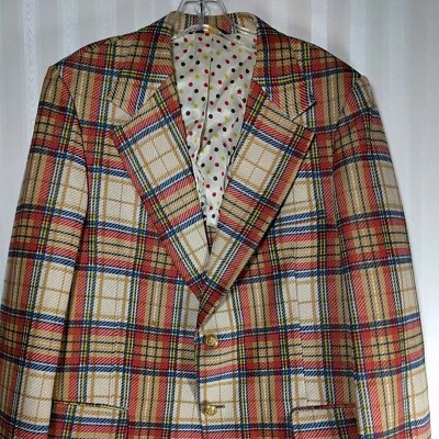Vtg Westberry Blazer Jacket Mens 42 Plaid Suit Sport Derby Mid Century Gay Blade - Image 1 of 4