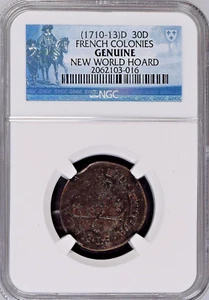 1710-1713 30 Duit French Colonies NGC Genuine New World Hoard 30D Story Vault - Picture 1 of 4