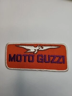Vintage Moto Guzzi Motorcycle Riding Orange Emblem Biker SEW ON Patch - Image 1 of 4