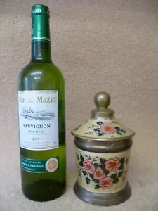 UN BEL PIATTO BON BON INDIANO CON COPERCHIO CLOISONNE OTTONE / PENTOLA POTPOURRI / CIOTOLA DADI / - Foto 1 di 10