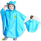 Kids Boys Girls Hooded Button Rain Wear 3D Cartoon Print Raincoat Jacket Ponchos