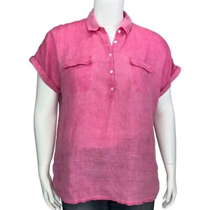 Tommy Bahama Womens Sea Spray Short-Sleeve Linen Shirt Pink Sun Washed Size XL - Picture 1 of 13