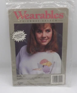 Shells, Wearable Cross Stitch Kit Galen Bee Stitchery #60255 Sweatshirt NOS - Picture 1 of 3