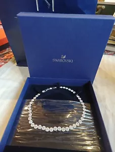 Una Angelic Tennis necklace Round cut, White, Rhodium plated Swarovski Boxed - Picture 1 of 6