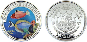 Liberia 1997 5 Dollars Silver 90.0% PF - Picture 1 of 1