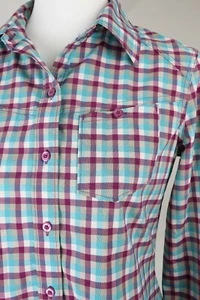 Womens Ascend Plaid Shirt Size XS Top Hiking Camp Button Down Tab Sleeve Blouse - Picture 1 of 12