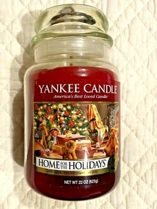 Yankee Candle 22oz Glass Jar Home For Holiday Rare Christmas Label Vintage NEW - Picture 1 of 5
