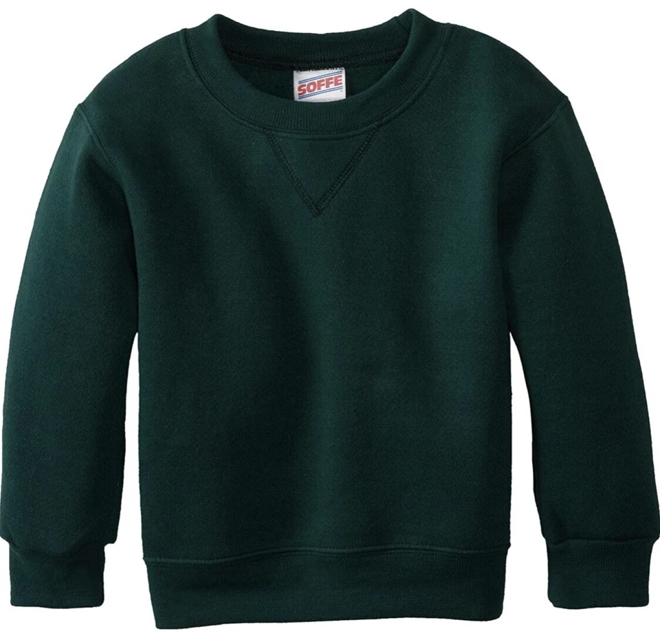 Sudadera Soffe Little Boys Crew, verde oscuro, pequeña Foto 1 de 1