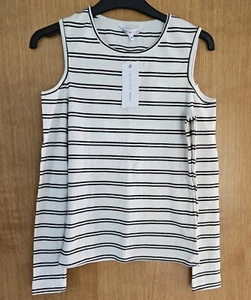 BNWT Blue Inc Woman Cold Shoulder Striped Long Sleeve Cotton Top. Size 8 - Picture 1 of 9