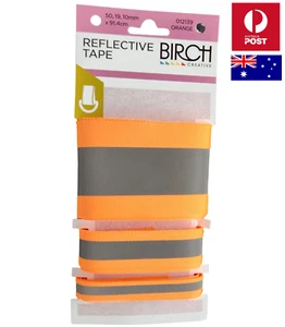 Birch Reflective Iron On Tape Ribbon Florescent Glow in the Dark 3 Pack Orange - Picture 1 of 3