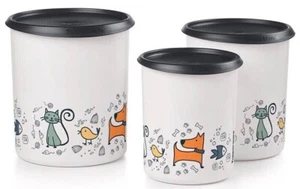Tupperware Pawsome Pets One Touch Canister Set Black Seal New - Picture 1 of 1