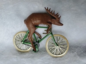 John Deere Cast Iron Deer on Bicycle 1993 Customer Roundup Nashville *No Stand* - Picture 1 of 7