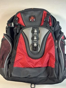SwissGear Maxxum Backpack Red Black Heavy Duty Padded Laptop Bag Travel - Picture 1 of 15