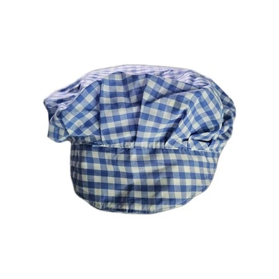 Blue and White Gingham Food Hygiene Cap, Bakers Hat, Cooks Hat - Image 1 of 3