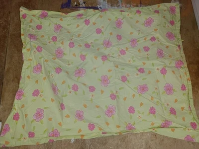 Pottery Barn Kids "Yellow-Green w/Pink Flowers" Standard Pillow Sham - Image 1 of 4