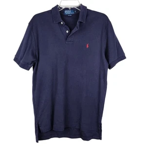 Polo Ralph Lauren Men Navy Blue Short Sleeve Polo Shirt Red Pony Logo Size M - Picture 1 of 7