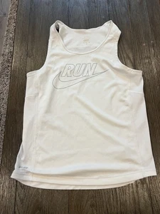 Mens Nike Breathable Miler Running Singlet White Medium - Picture 1 of 1