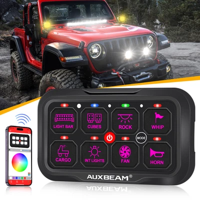 Panel de interruptor RGB de 8 velocidades AUXBEAM BLUETOOTH CONTROLADOR DE APLICACIÓN PARA Jeep Wrangler JL Foto 1 de 4